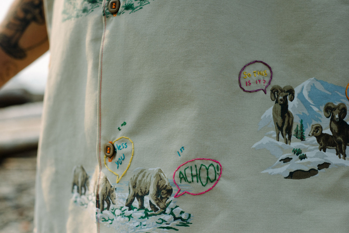 Sassy Animals Embroidered Unisex Cuban Shirt
